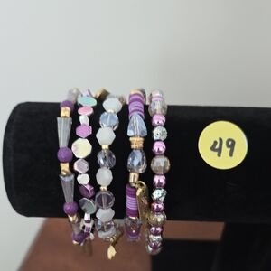 Erimish Purple and Gold Mixed Bead Extended Bracelet Stack ( NWOT)